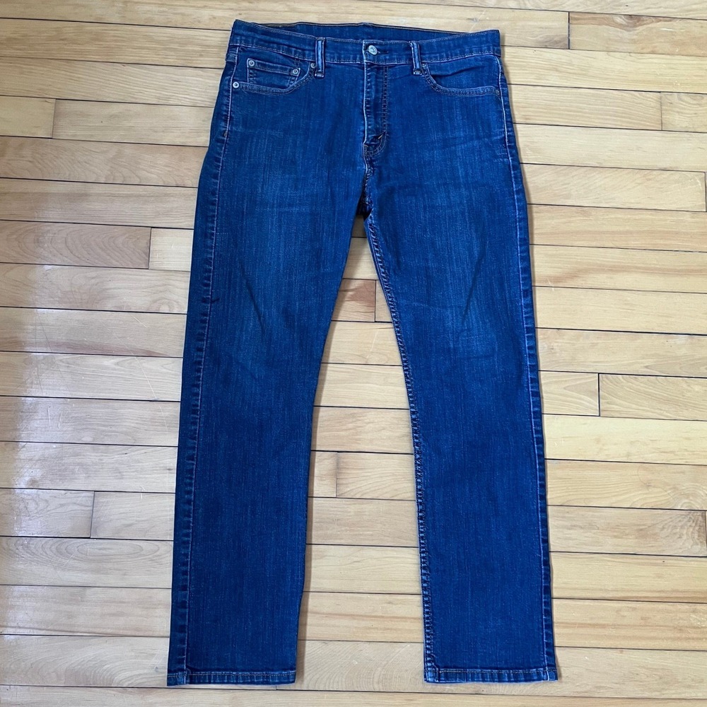 Levis 513 Jeans Mens 32x30 Dark Wash Blue Denim Pants - Picture 2 of 10